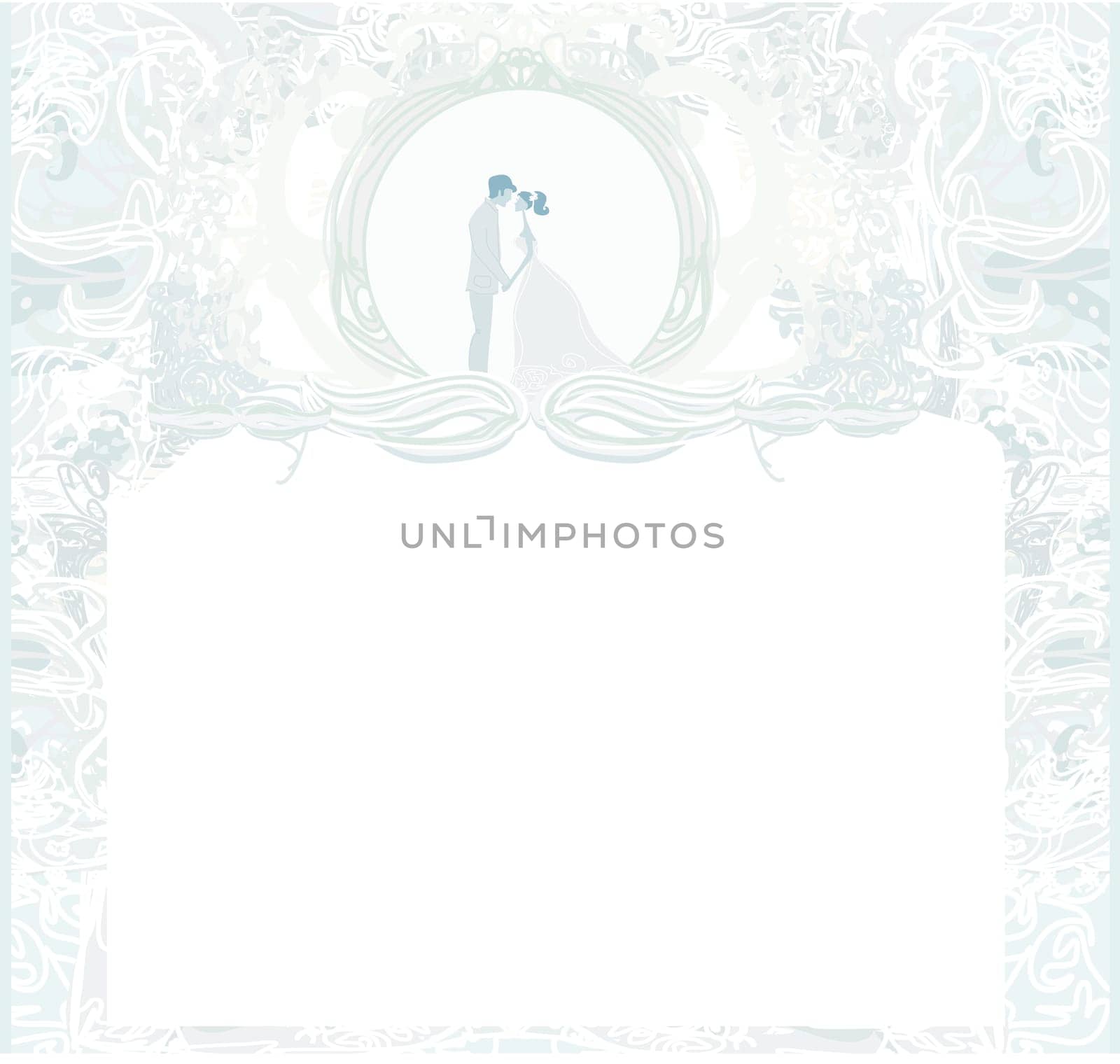 elegant wedding invitation with wedding couple