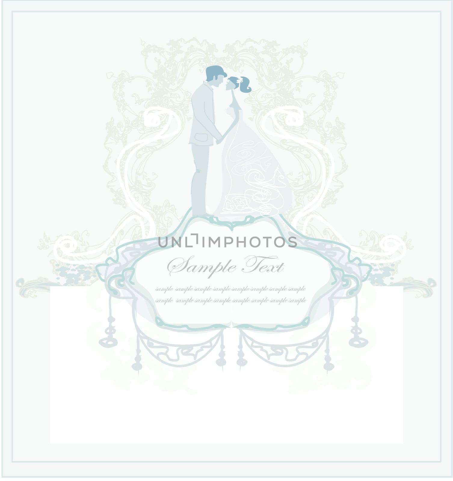 elegant wedding invitation with wedding couple