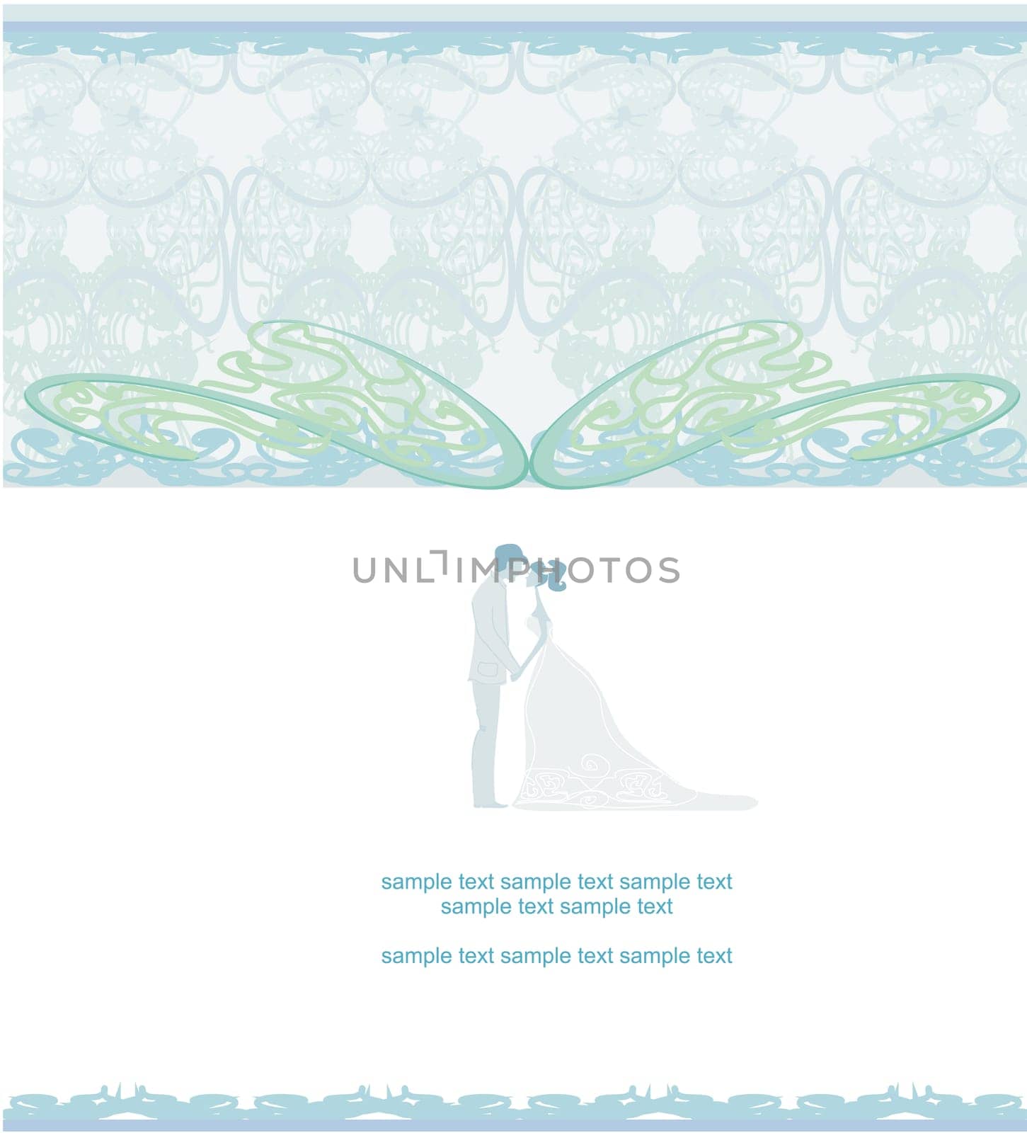 elegant wedding invitation with wedding couple