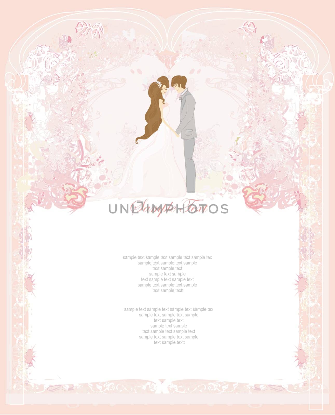 elegant wedding invitation with wedding couple