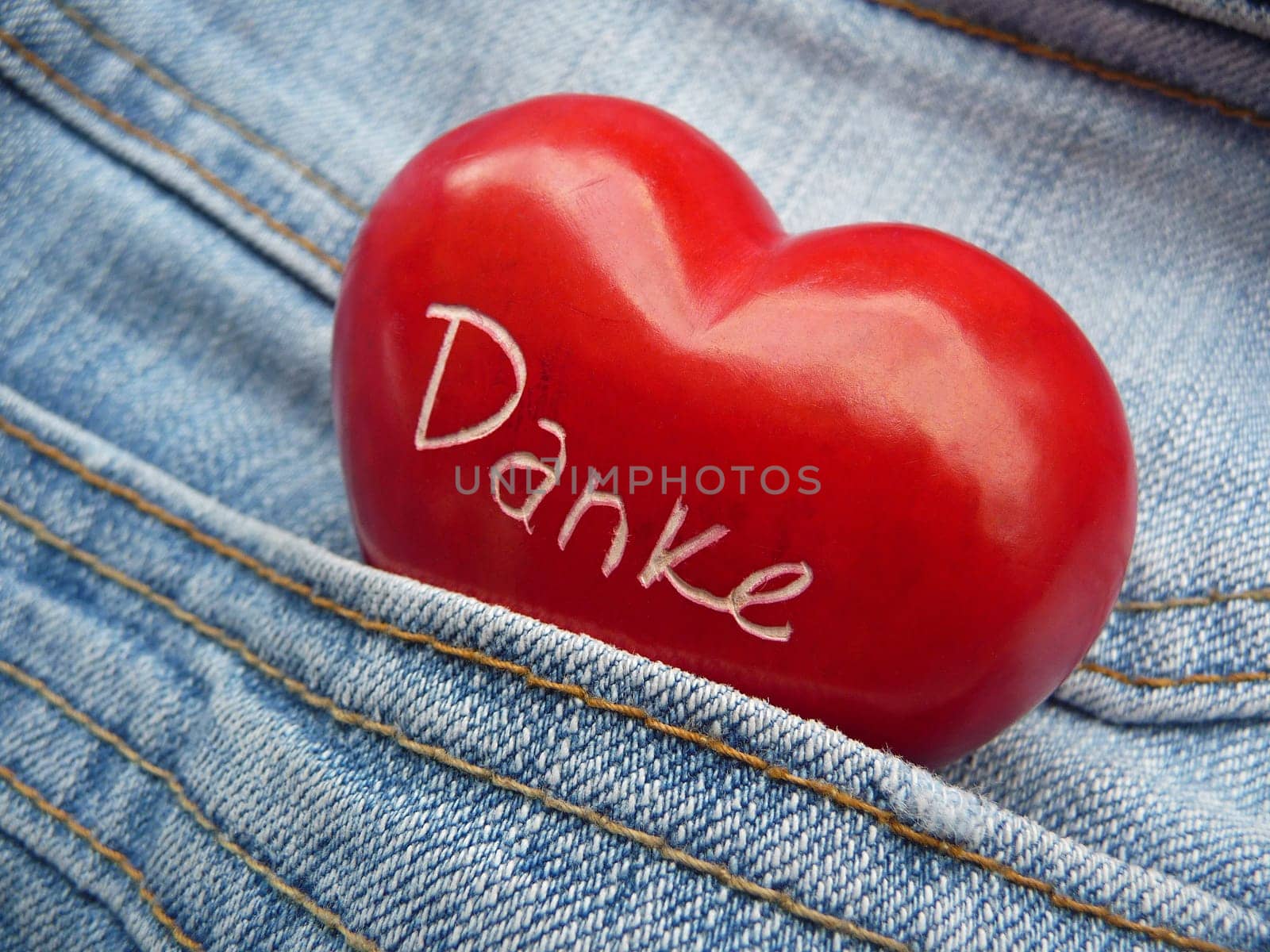Thank you in jeans pocket