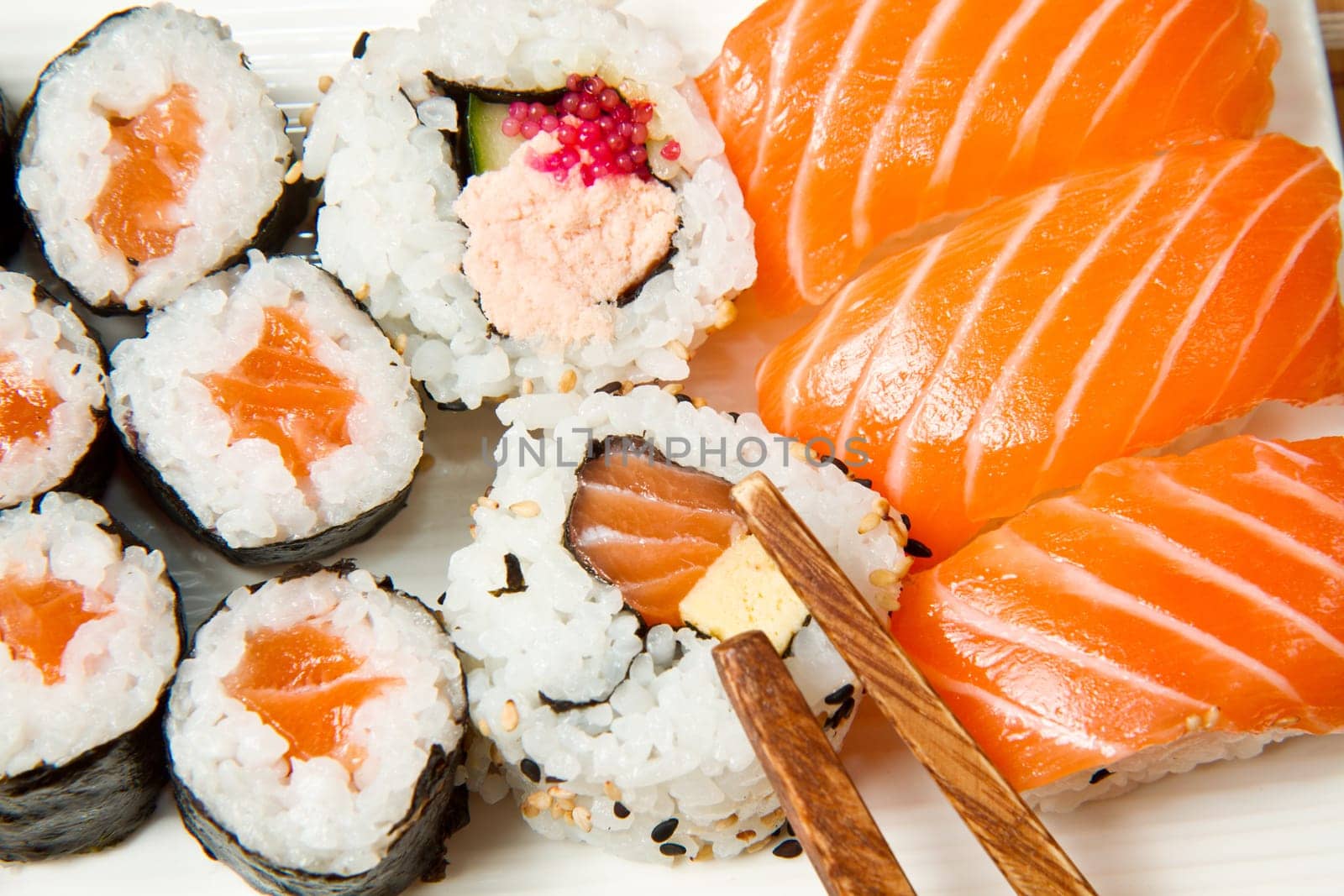 fresh sushi traditional japanese food