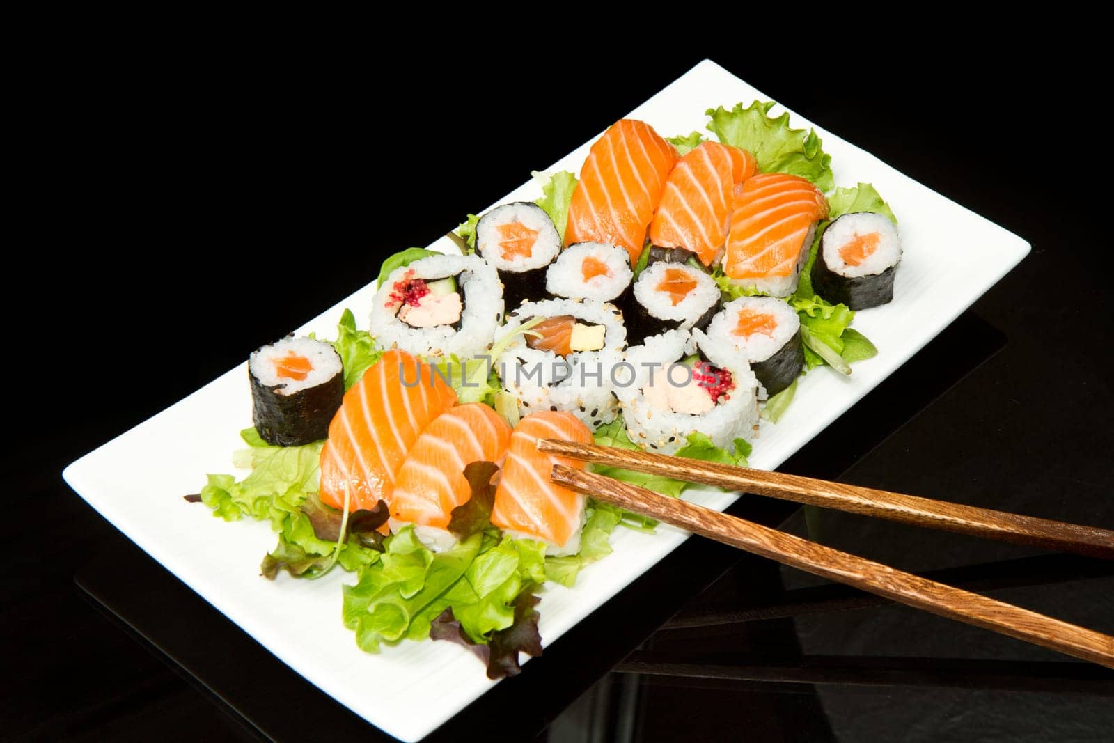 fresh sushi traditional japanese food