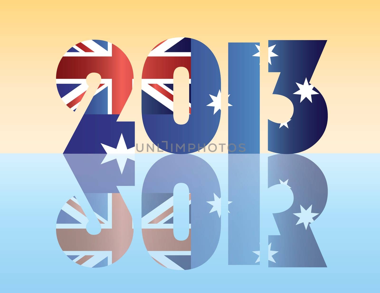 Happy New Year 2013 Silhouette with Australia Flag Illustration