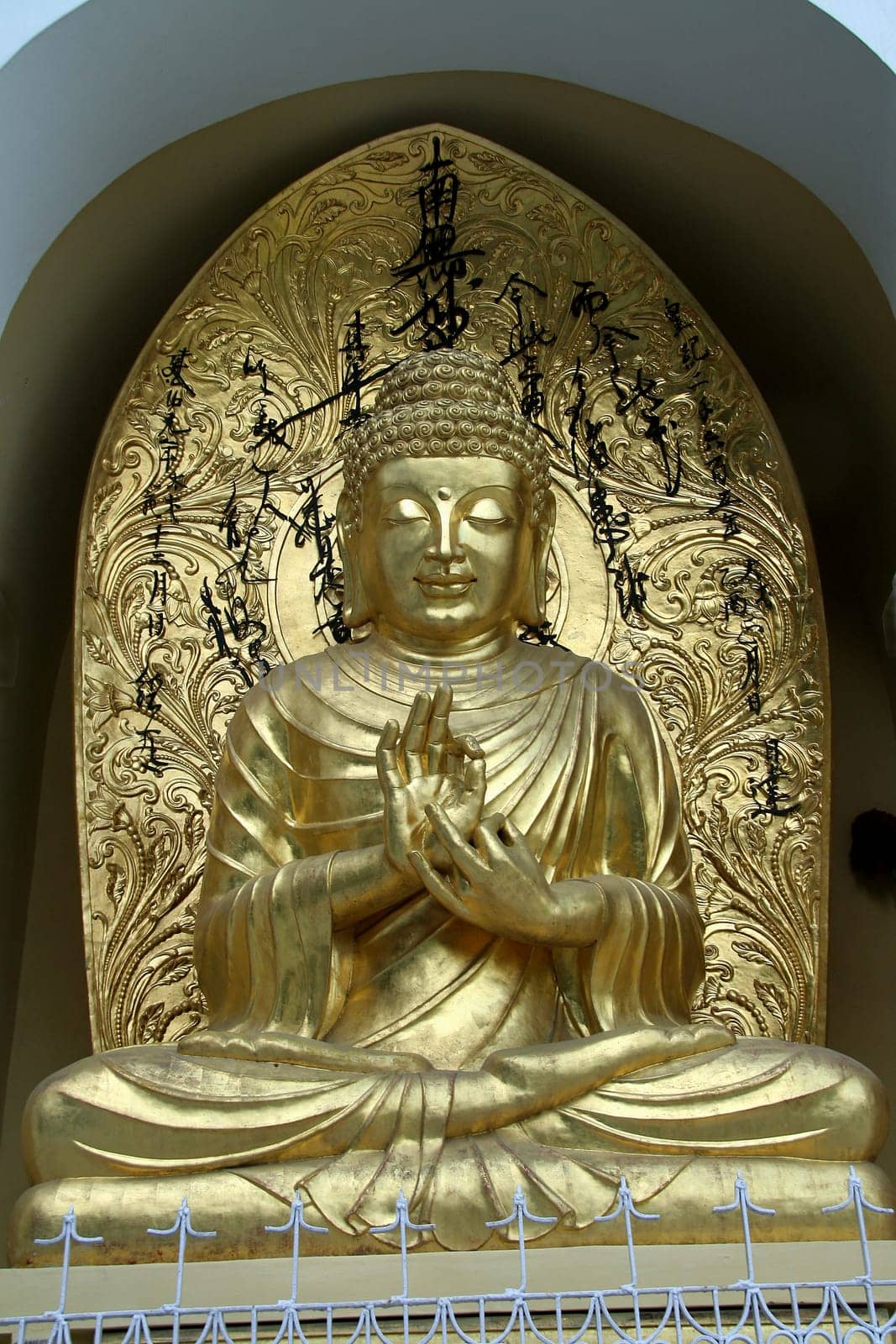 Bronze icon blessing Buddha in serene mood in Darjeeling, West Bengal, India, Asia