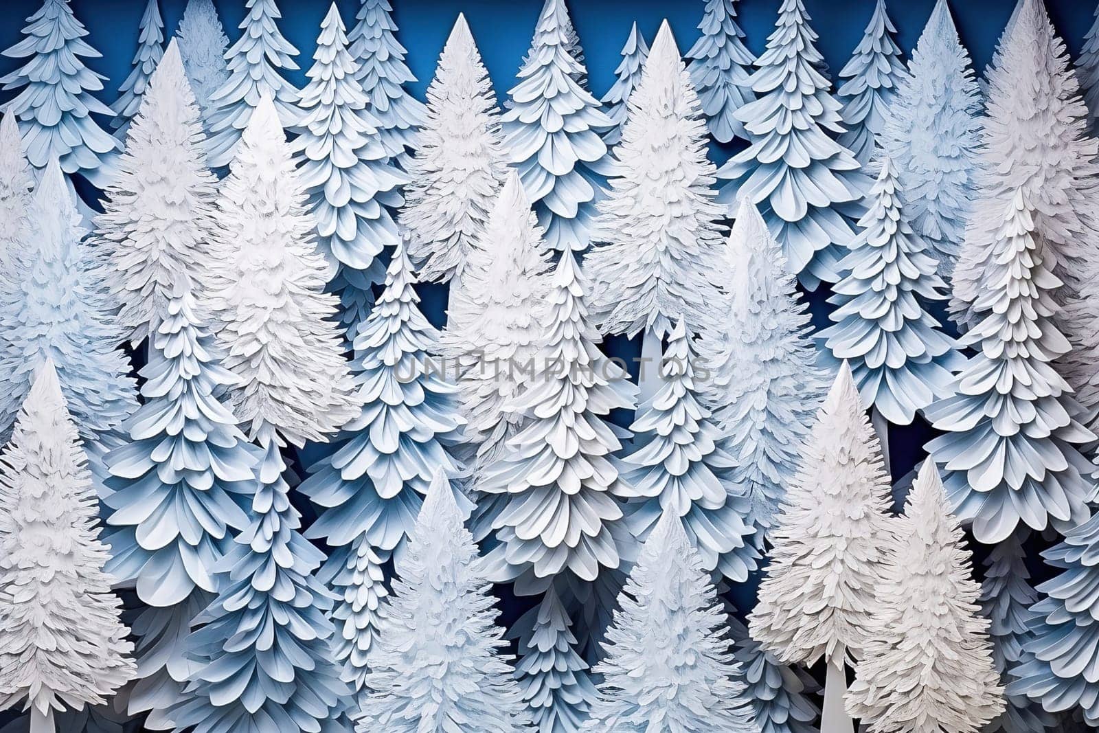 White New Year's forest cut out of paper. High quality illustration