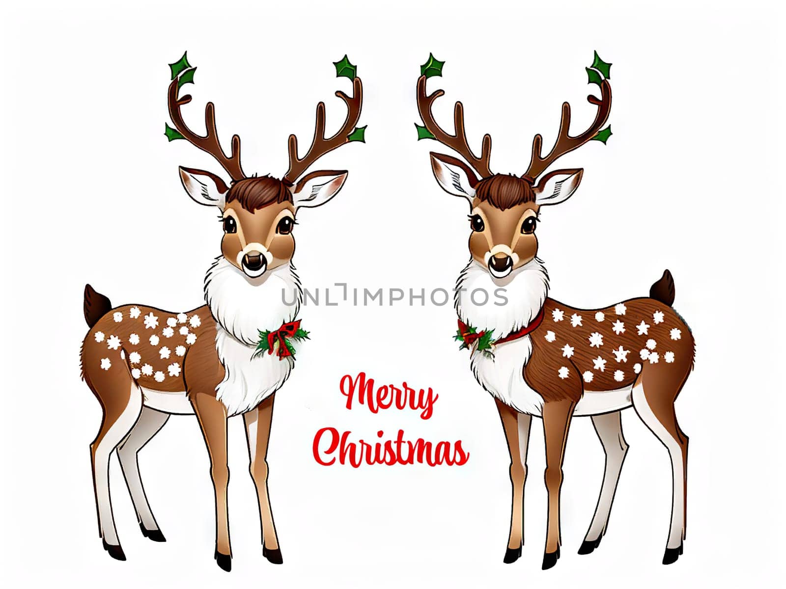 Cartoon cute Christmas reindeer , Happy deer at forest.