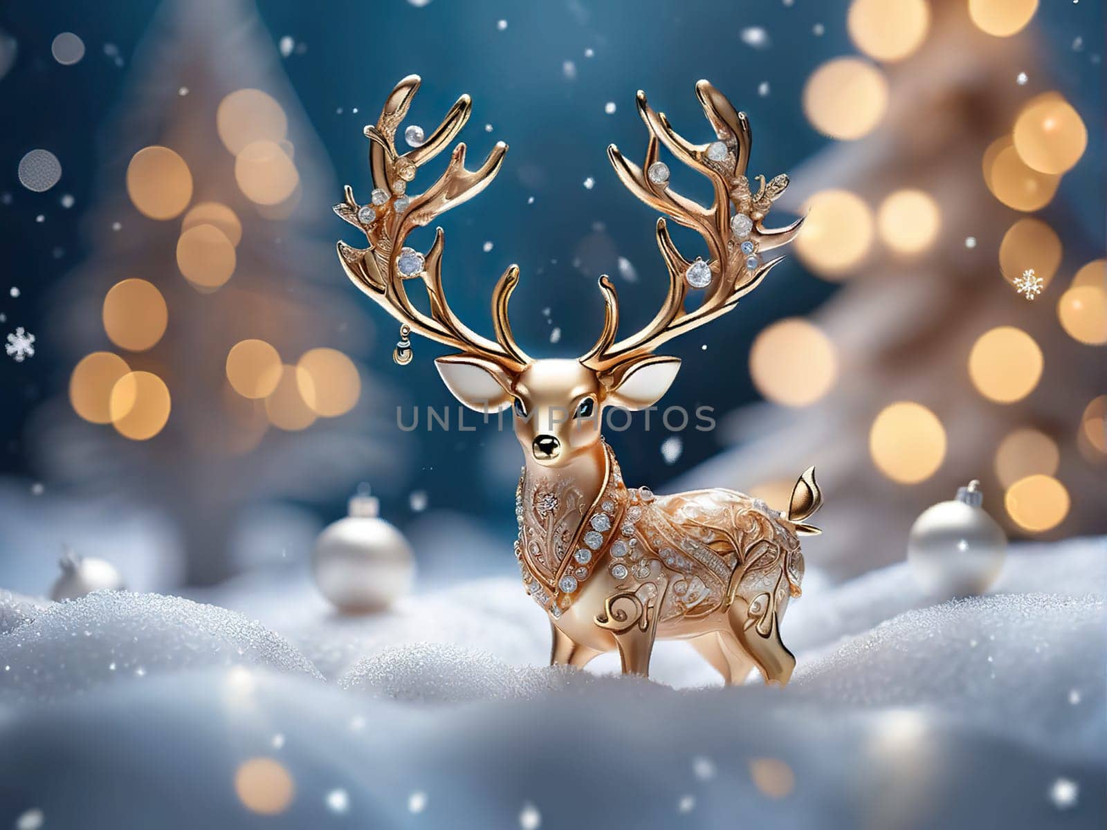 Cartoon cute Christmas reindeer , Happy deer at forest.