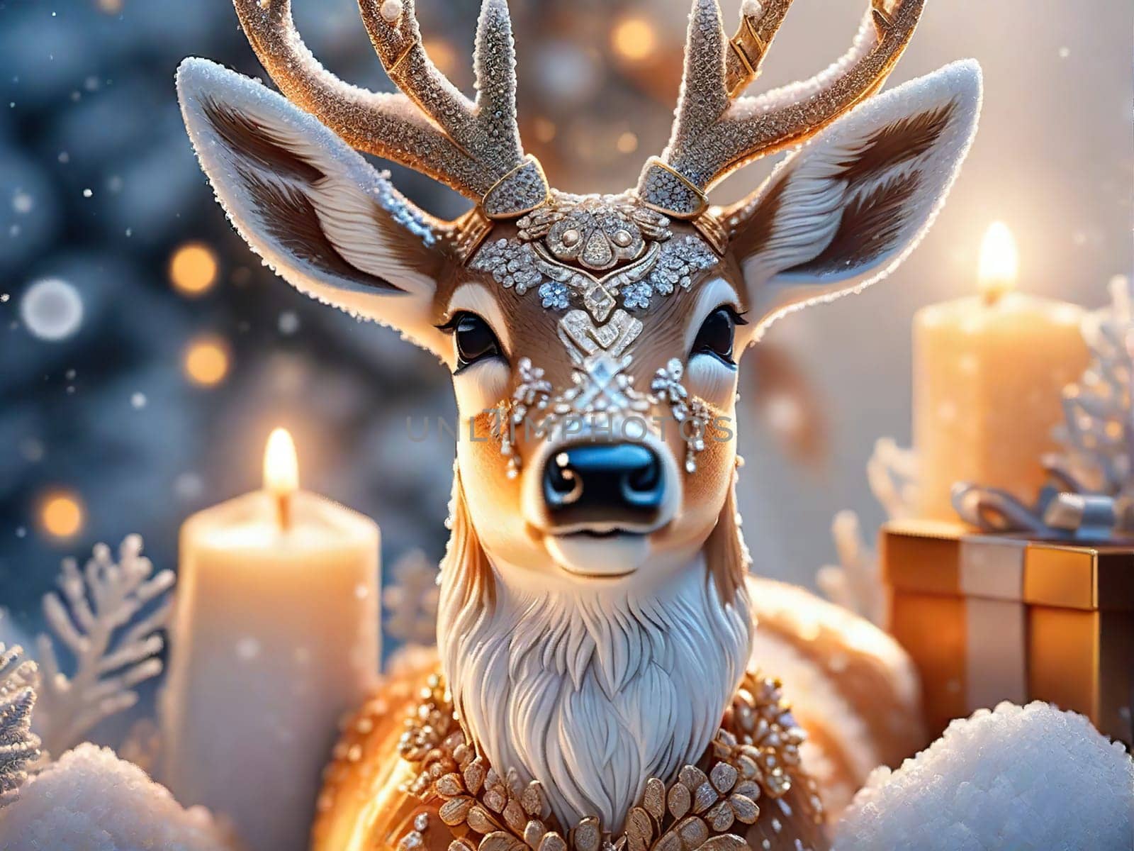 Cartoon cute Christmas reindeer , Happy deer at forest.