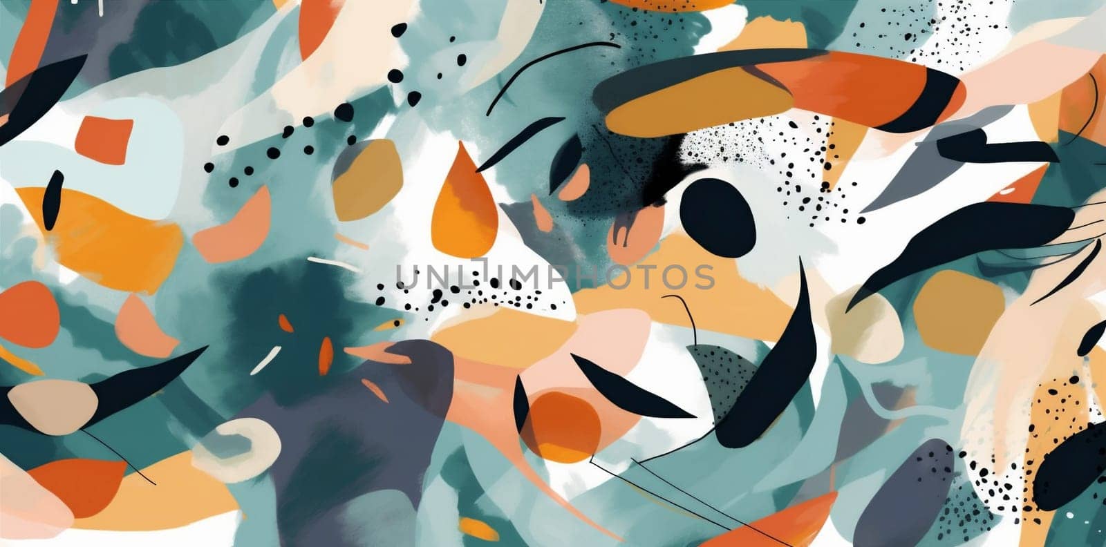 geometric banner art abstract print concept design illustration trendy leaf spot creative grunge texture brush textile doodle shape style trend. Generative AI.