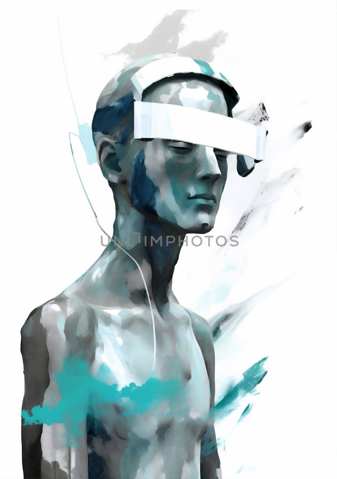 man innovation headset futuristic vr technology goggles gadget glasses digital cyber. Generative AI. by Vichizh