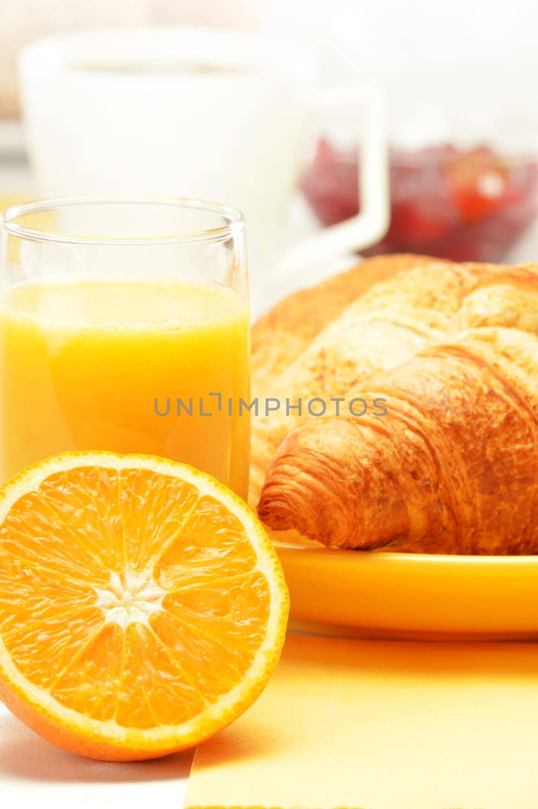 Composition with breakfast on the table