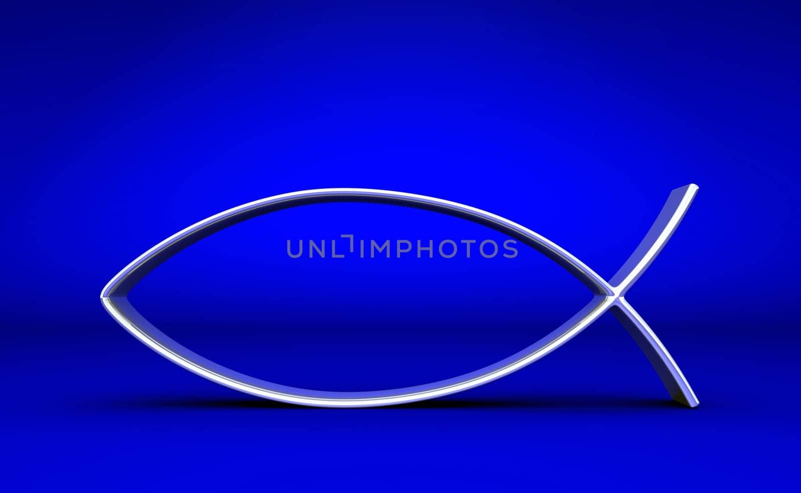 3D ICHTHYS Silver on Blue 05