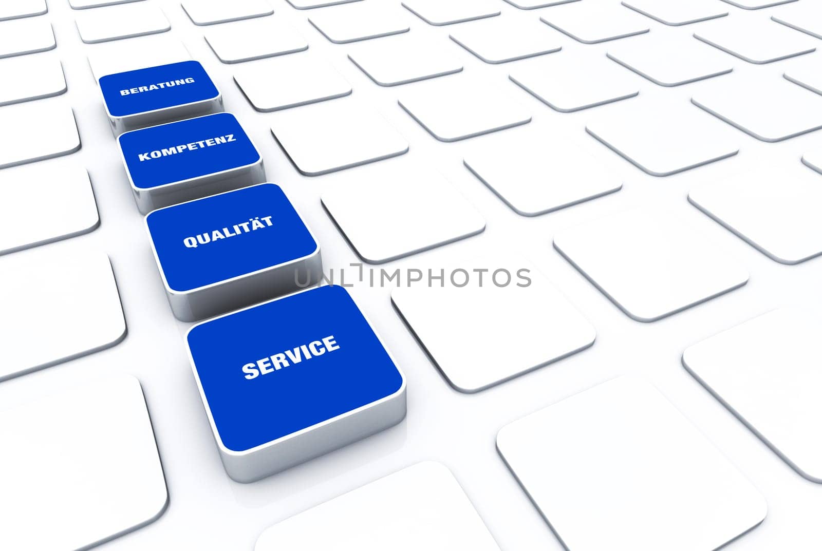 Quader Konzept Blau - Consulting Competence Quality Service 7