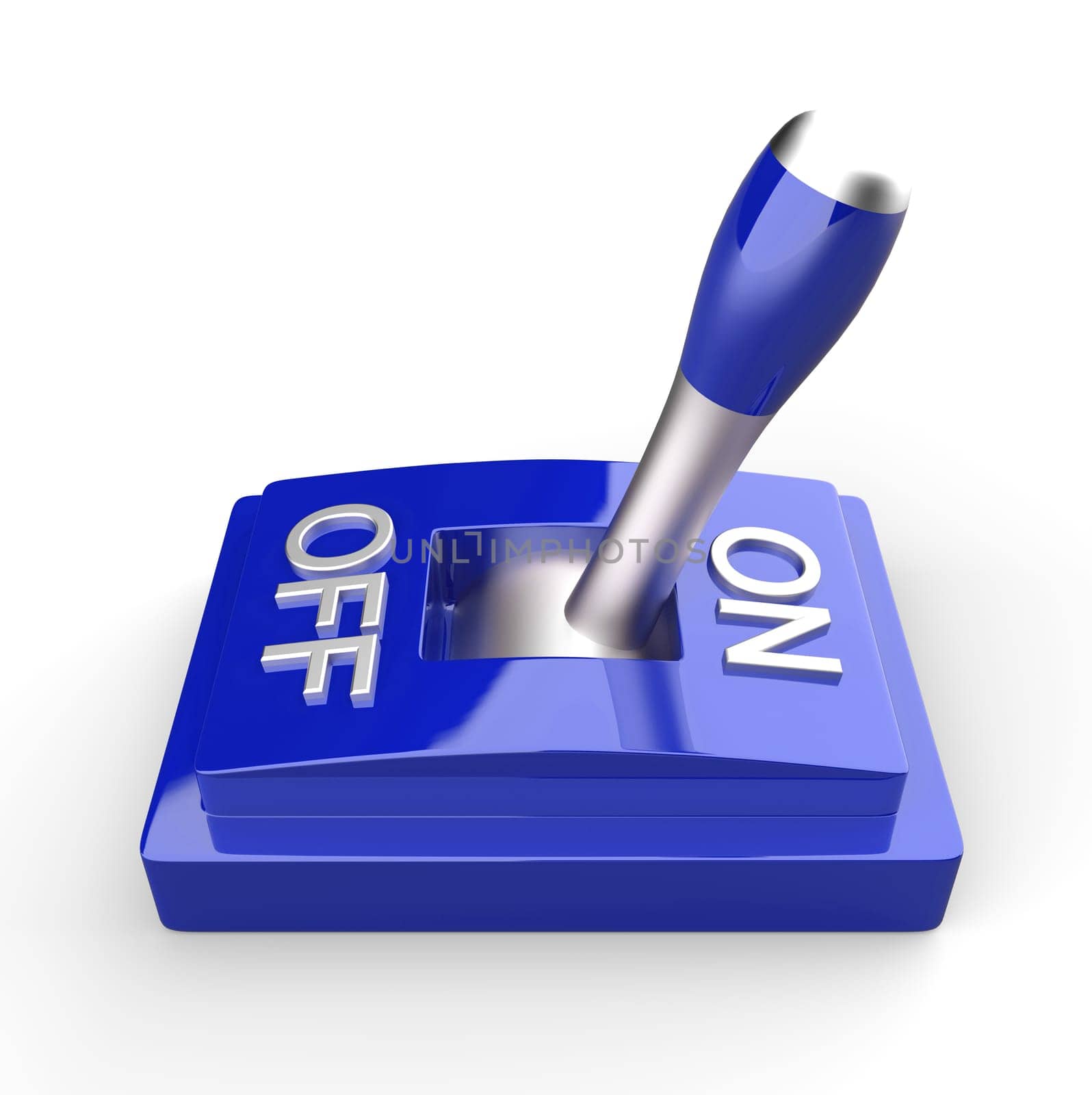 The Blue 3D Toggle Switch Side View - ON