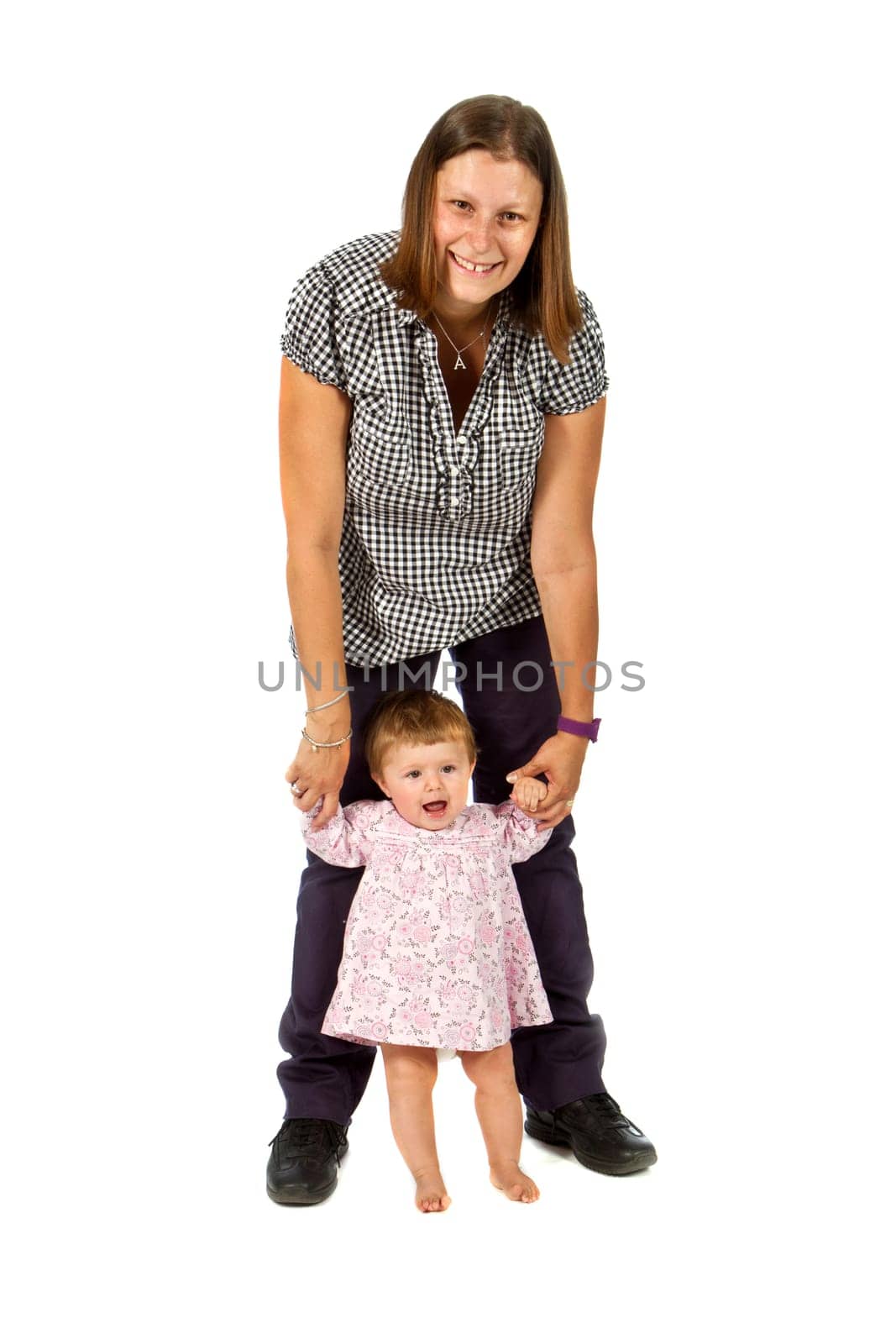 Portrait of a happy young mother holding baby girl