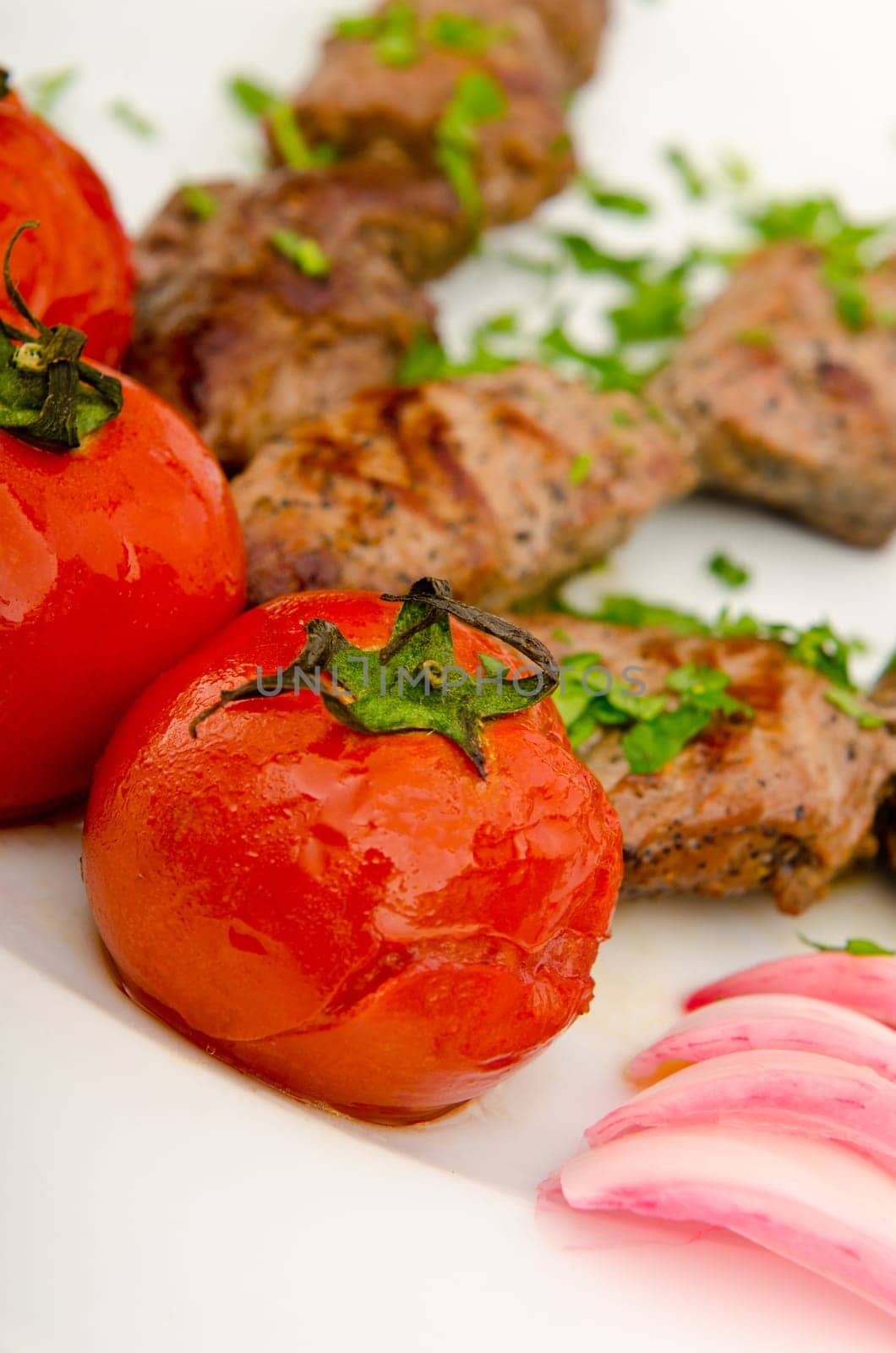 Kebabs served in the plate