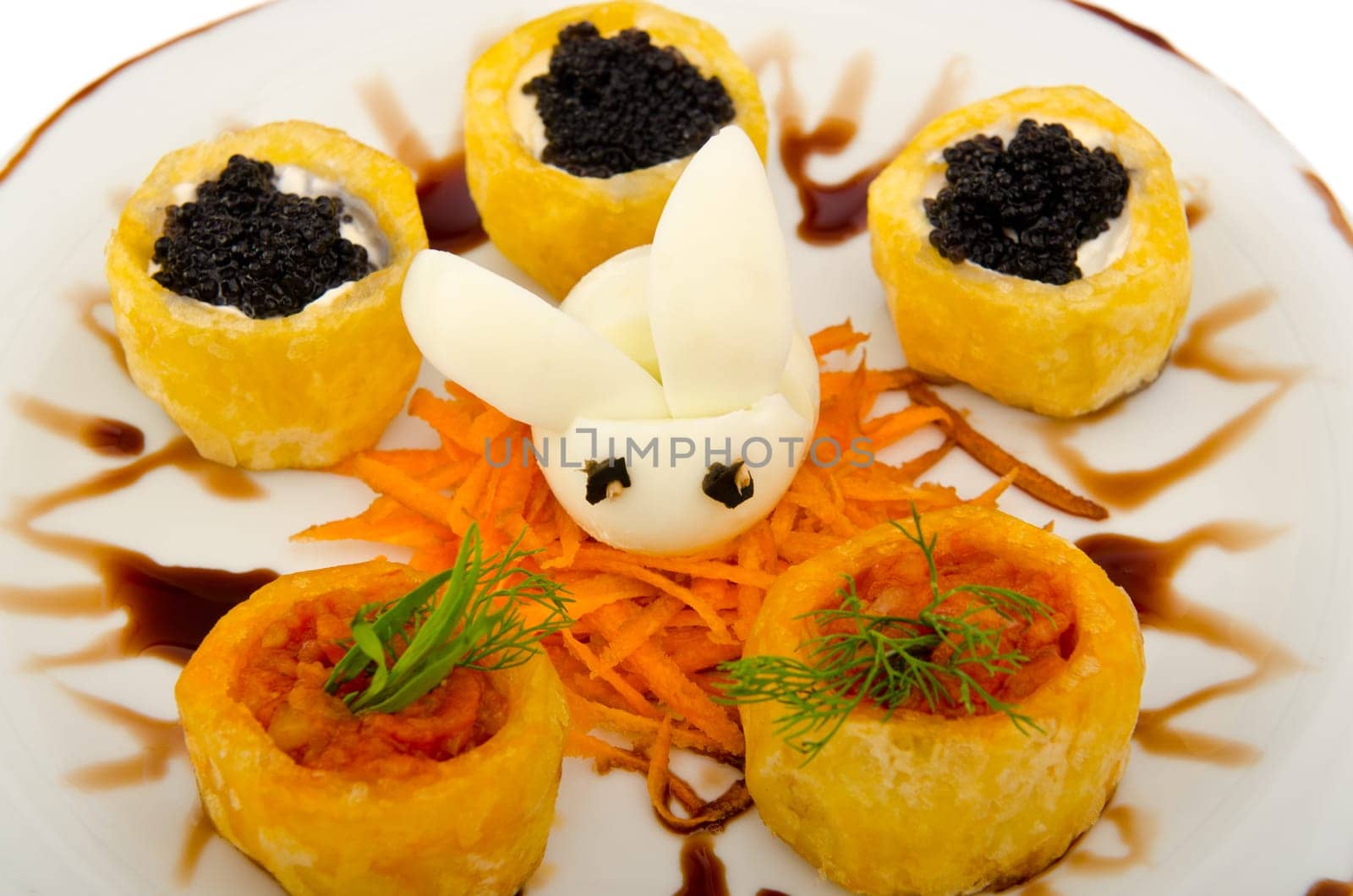 Black caviar served on bread