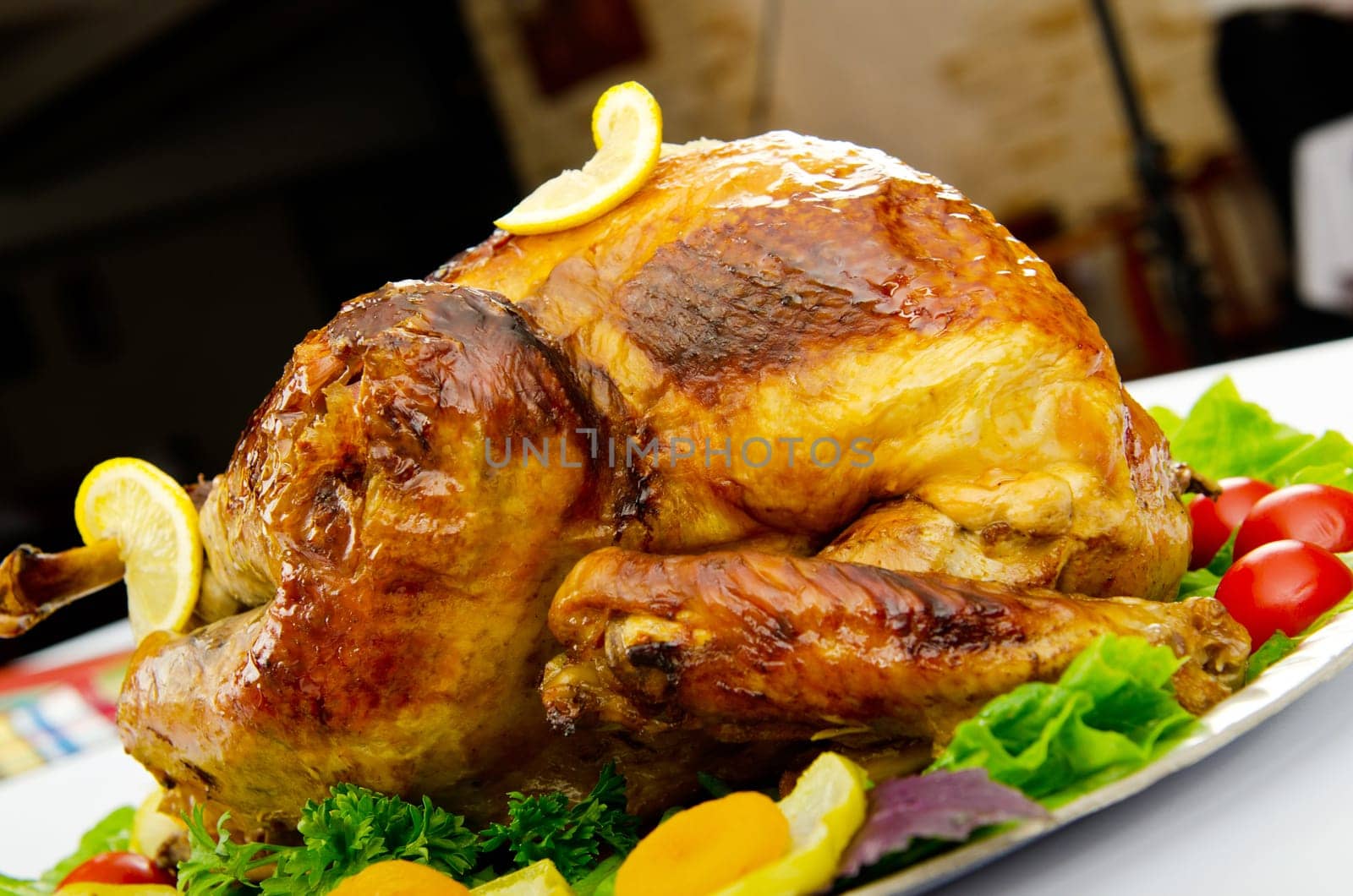 Turkey roasted and served in the plate