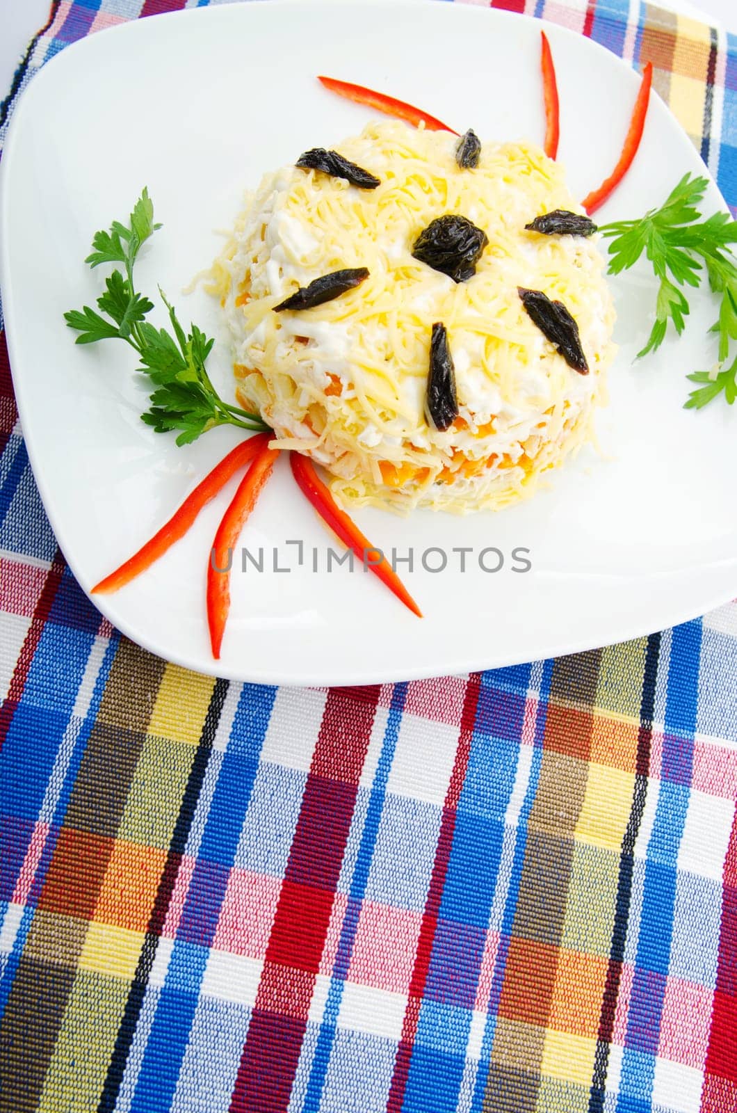 Delicious salad in the plate