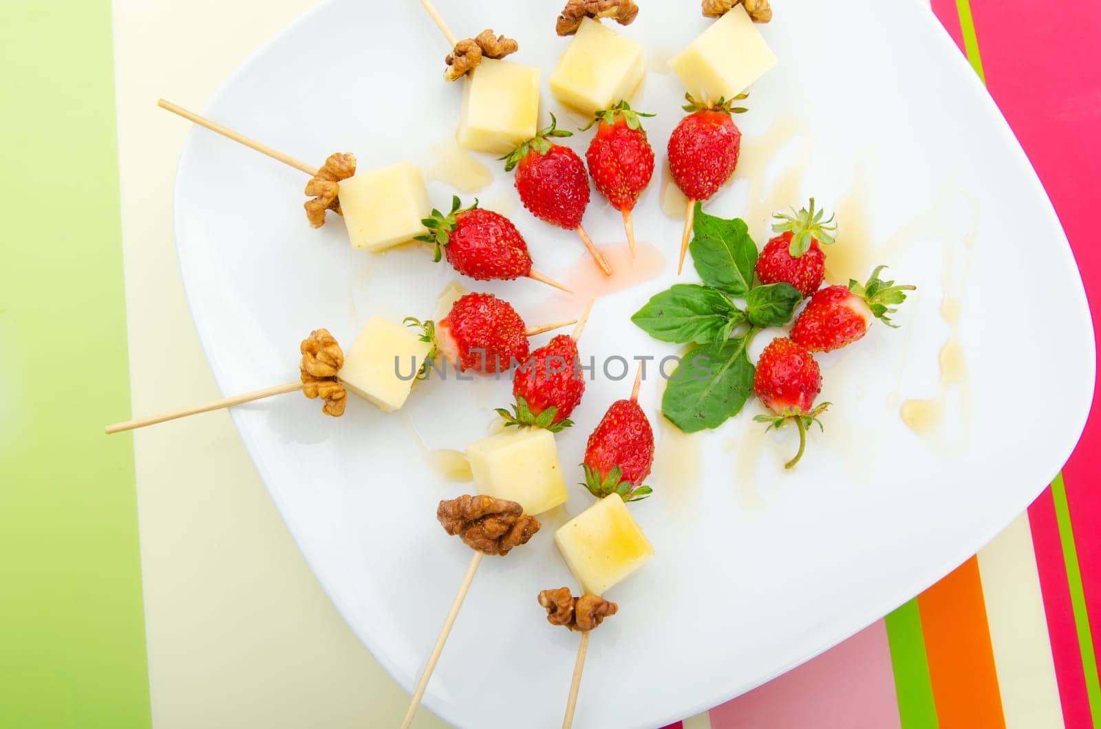 Fruit dessert in the plate