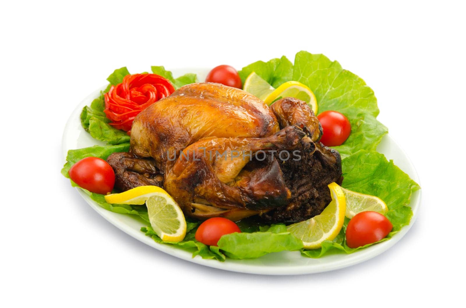 Turkey roasted and served in the plate