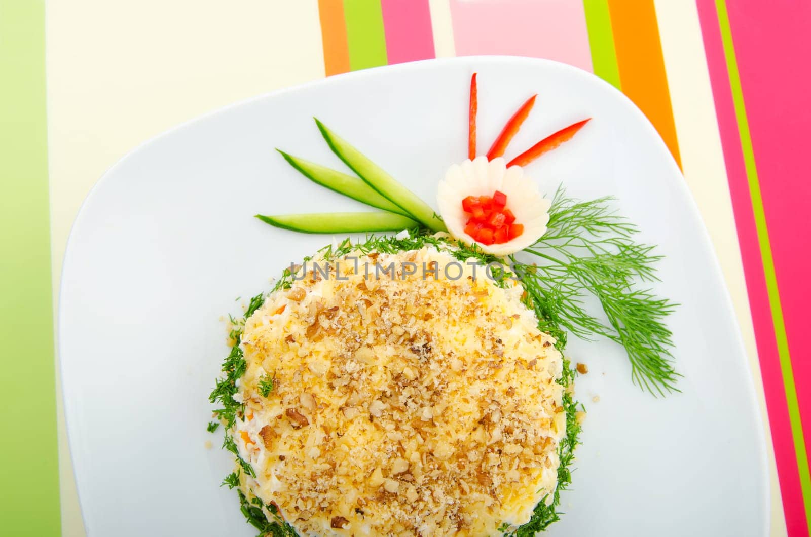 Delicious salad in the plate