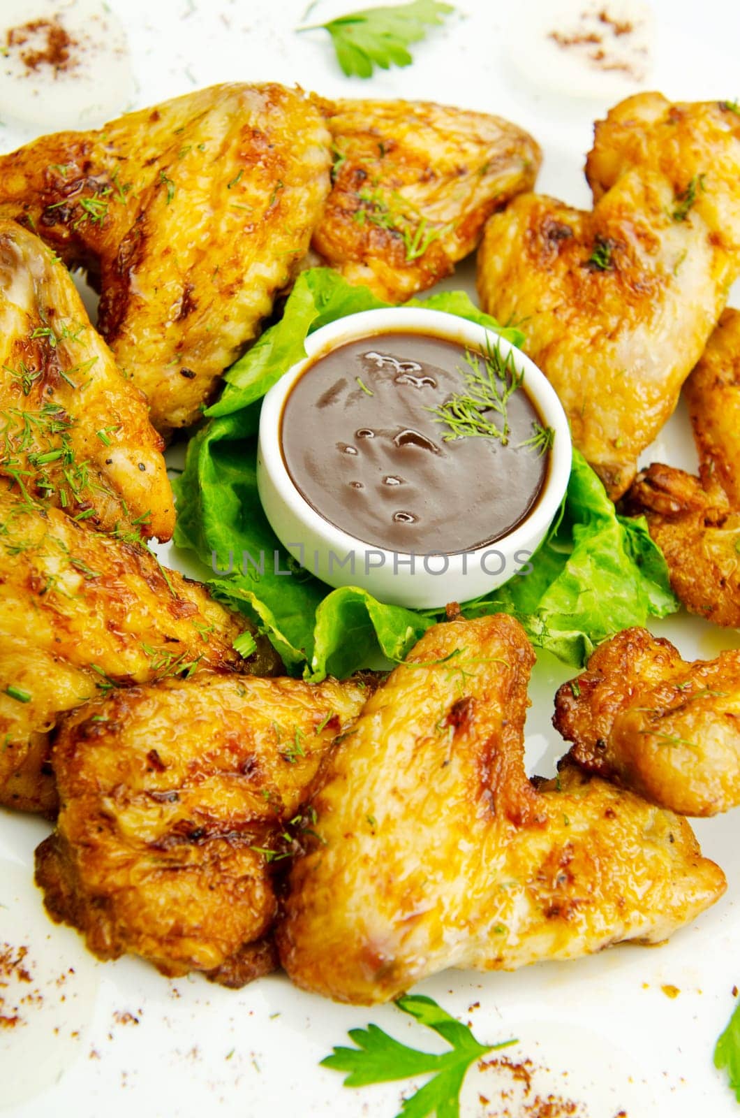 Chicken wings barbeque in the plate