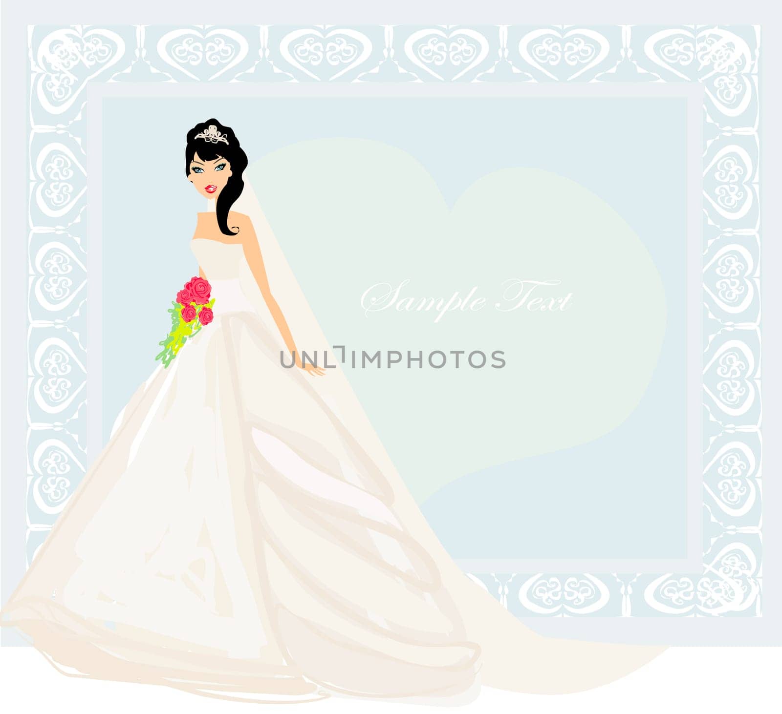 Beautiful bride in white dress card
