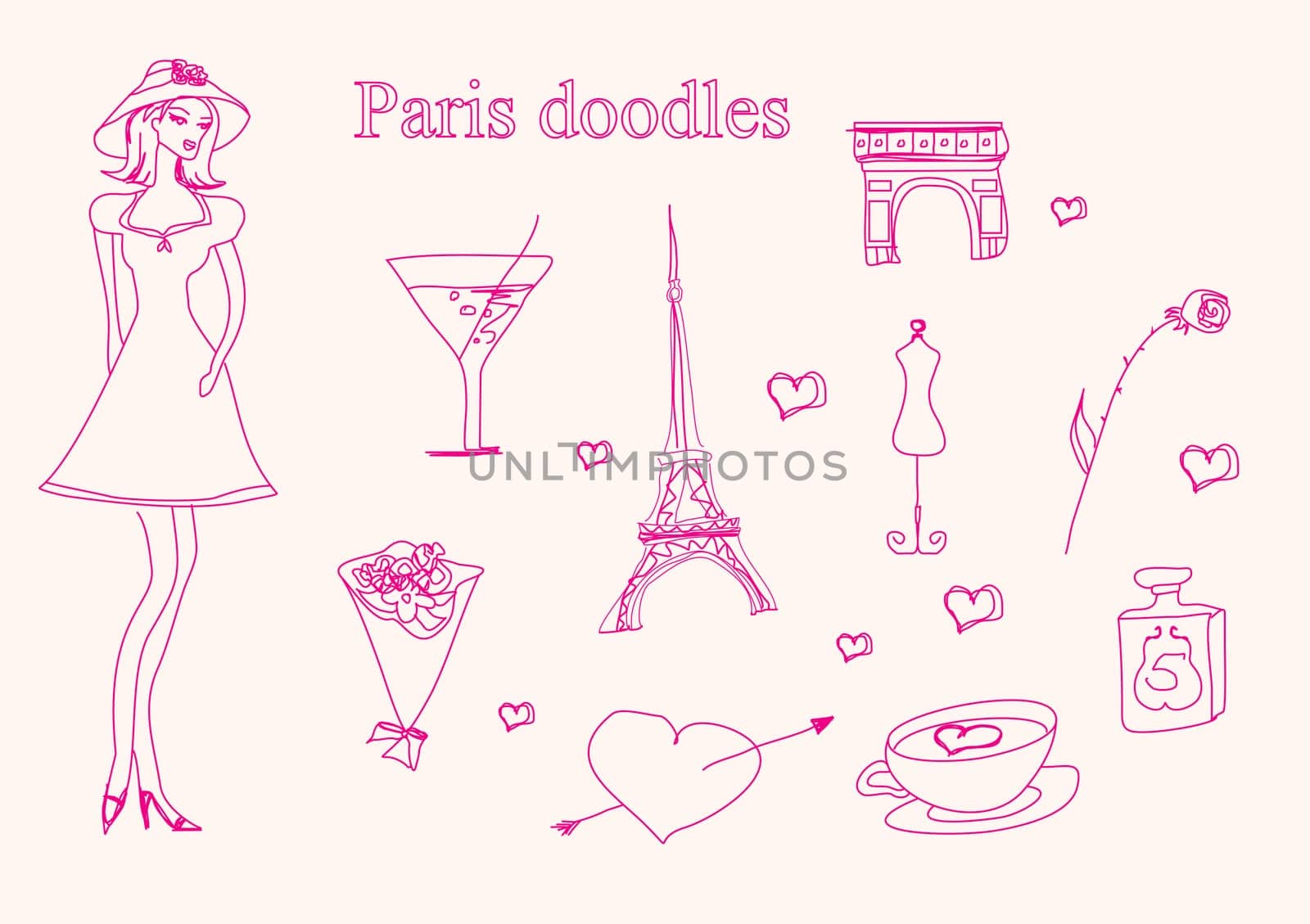 Paris doodles set