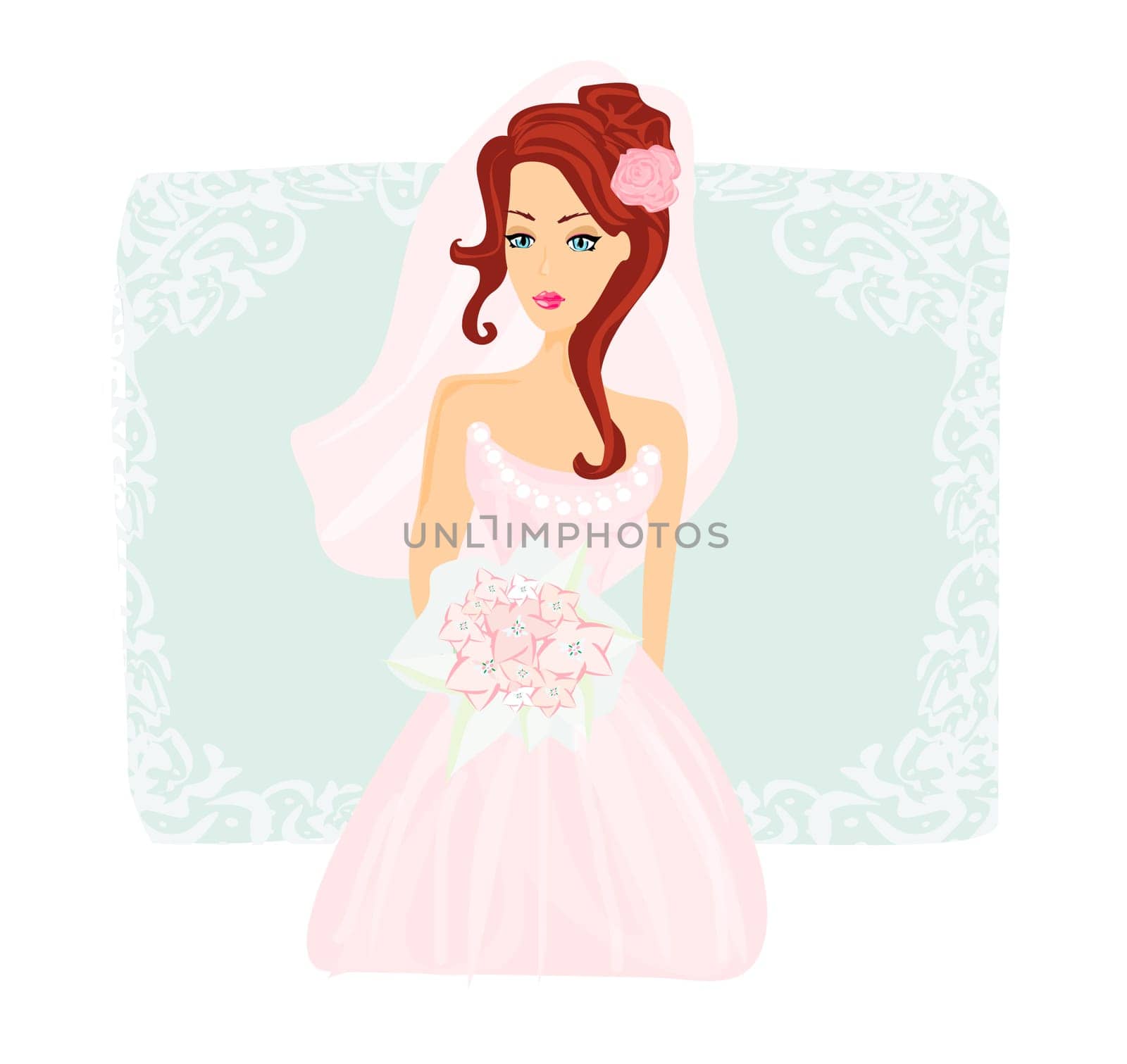 Beautiful bride in white dress card
