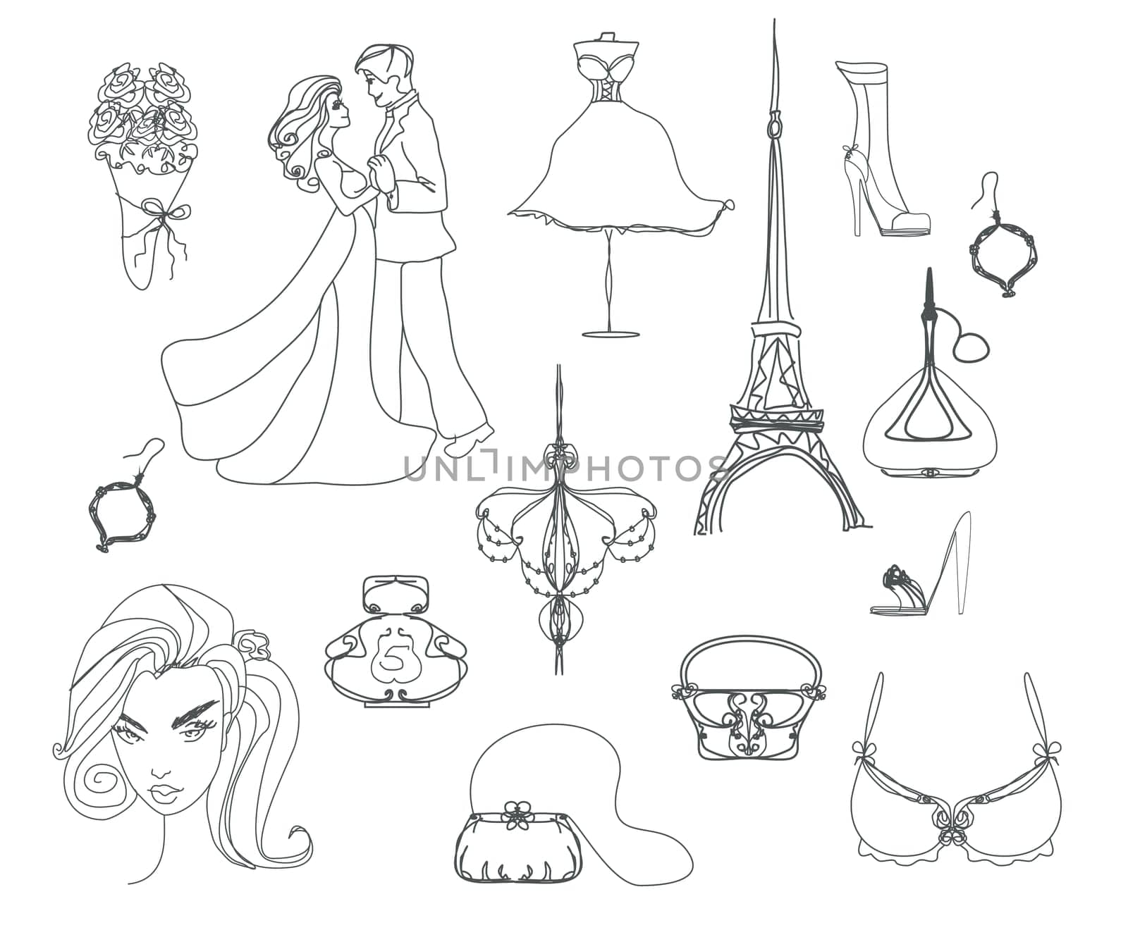 Paris doodles set