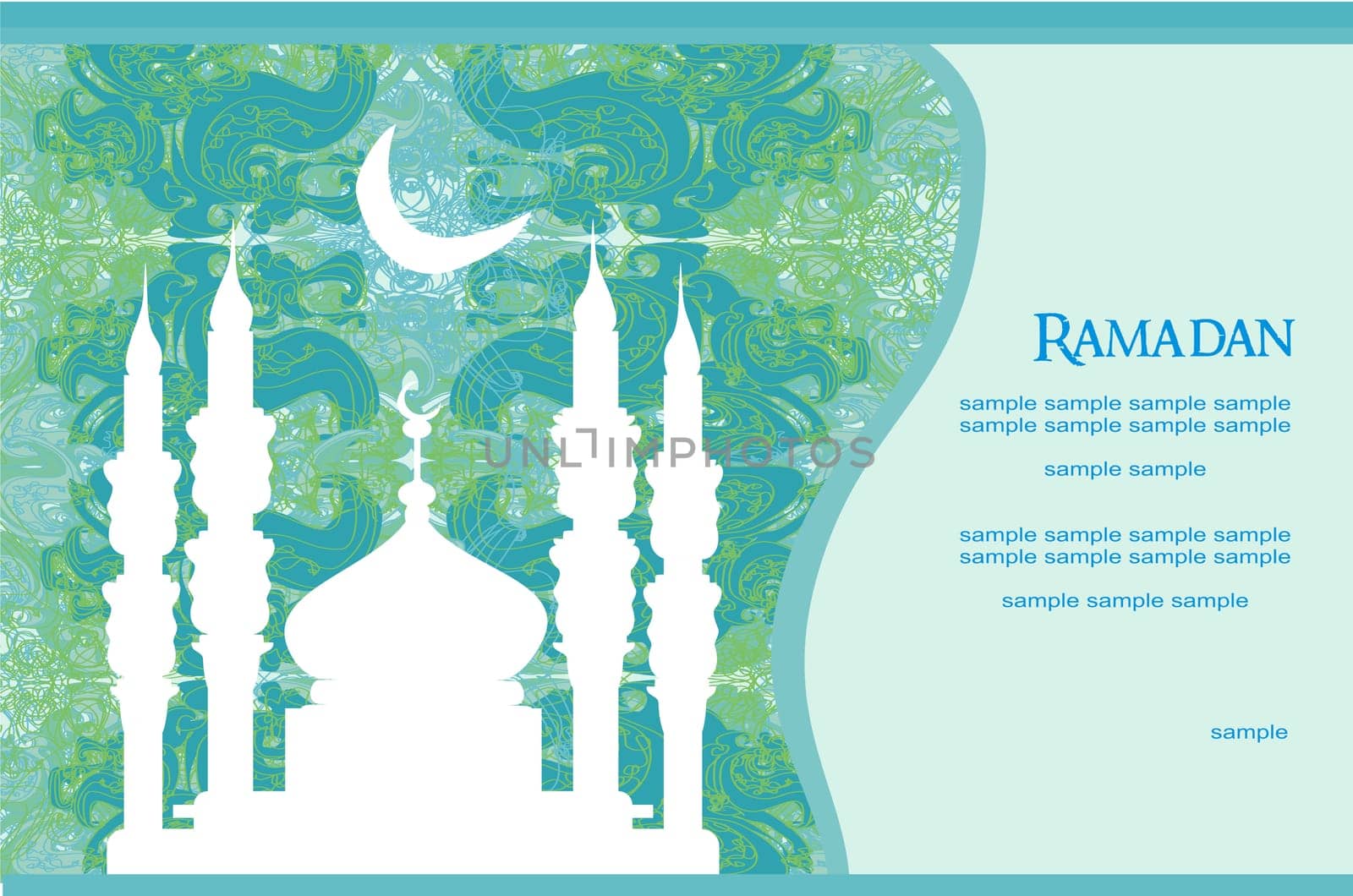 Ramadan background - mosque silhouette vector card
