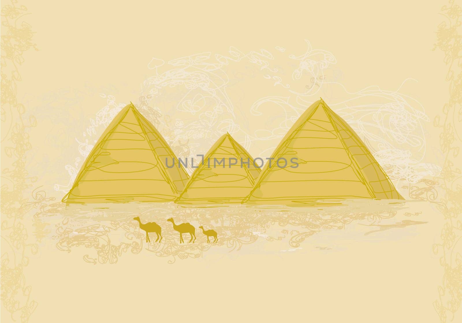 old paper with pyramids giza