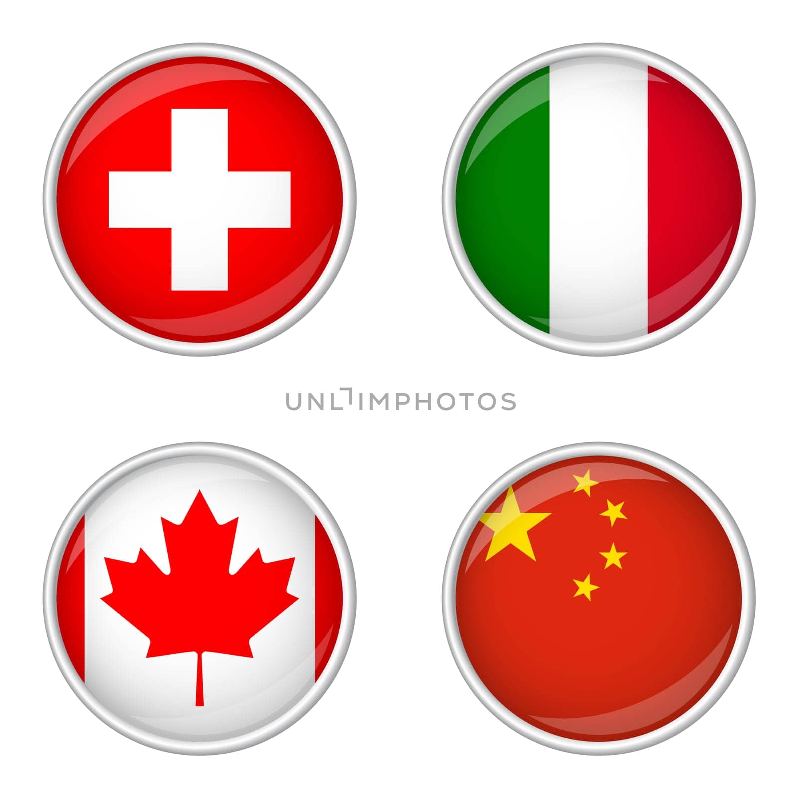 Button Collection - Switzerland,Italy,Canada,China