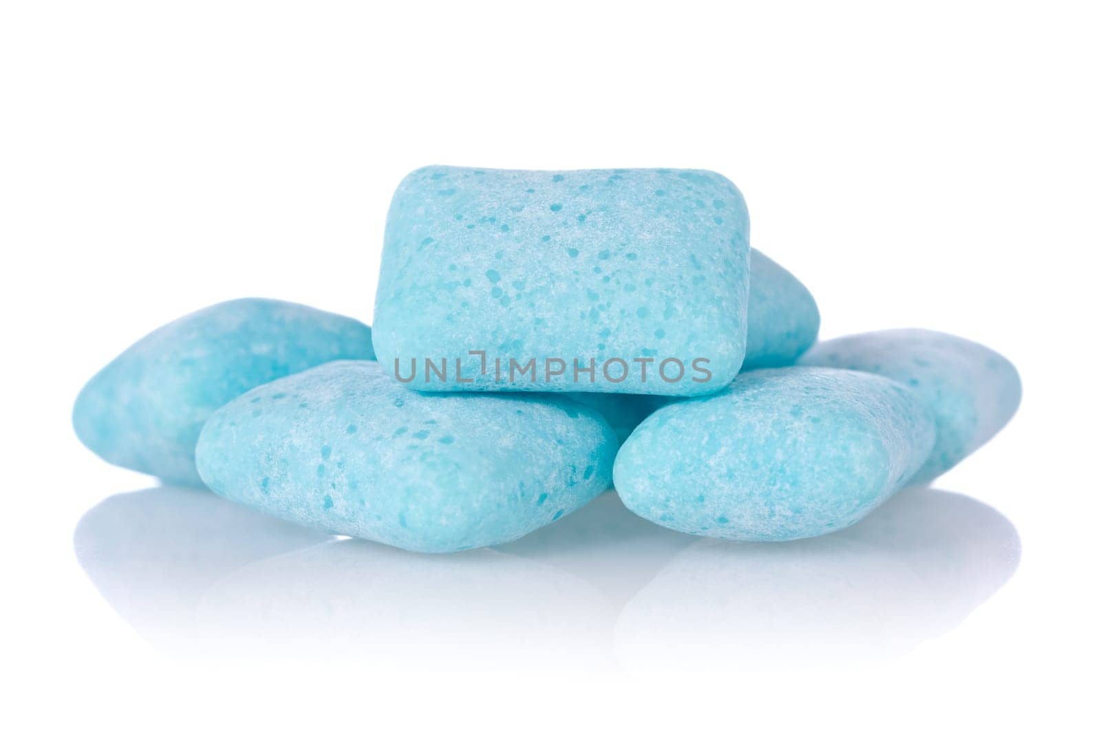 chewing gum with reflection on white background