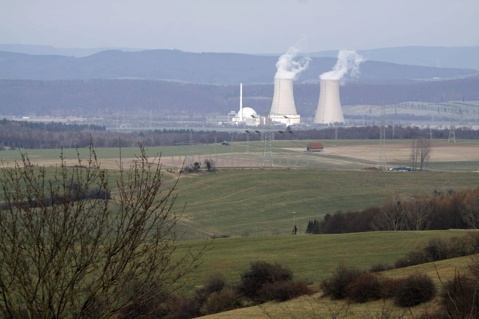 Grohnde nuclear power plant in the Weser Uplands