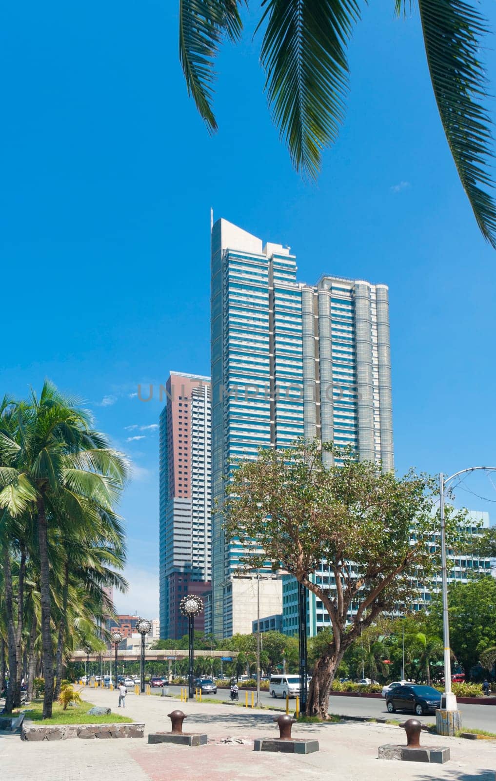 luxury residential apartments buildings along Roxas Boulevard in Manila, Philippines