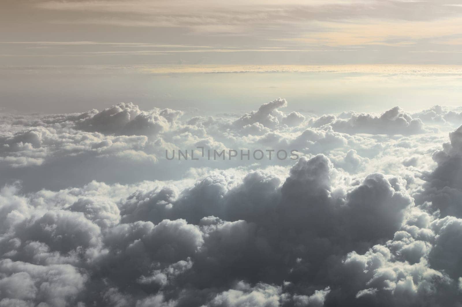 aerial view from out of an airplane in late afternoon