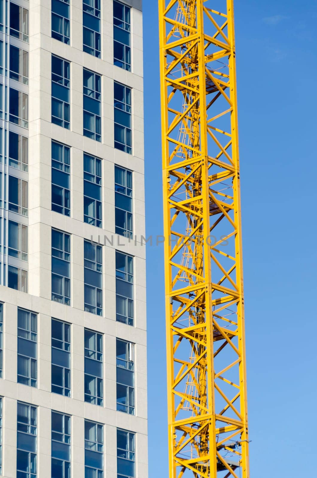 yellow crane during the construction of a building in San Francisco in Clifornia in America