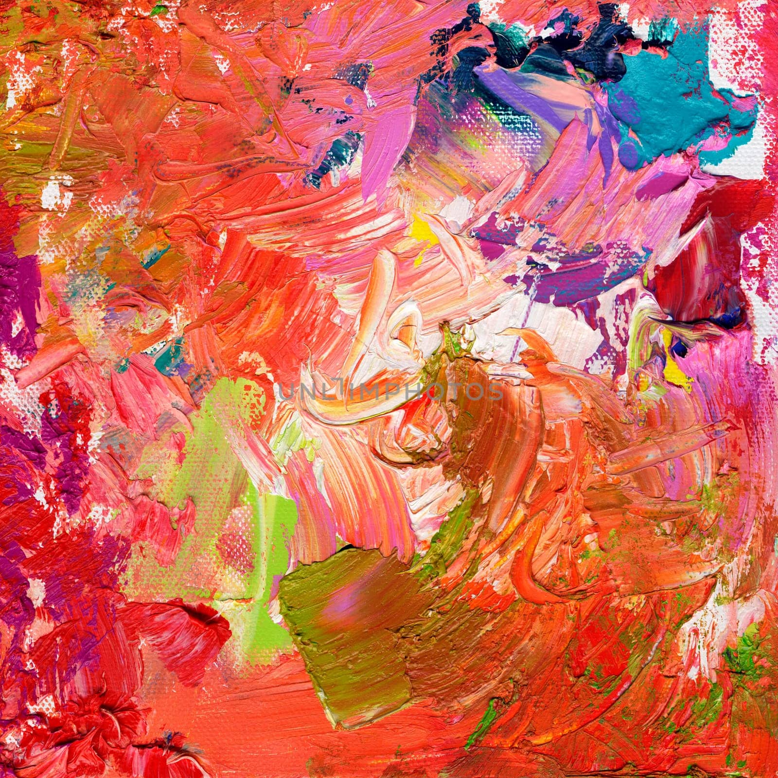 Impasto oil paints painted and wiped on canvas