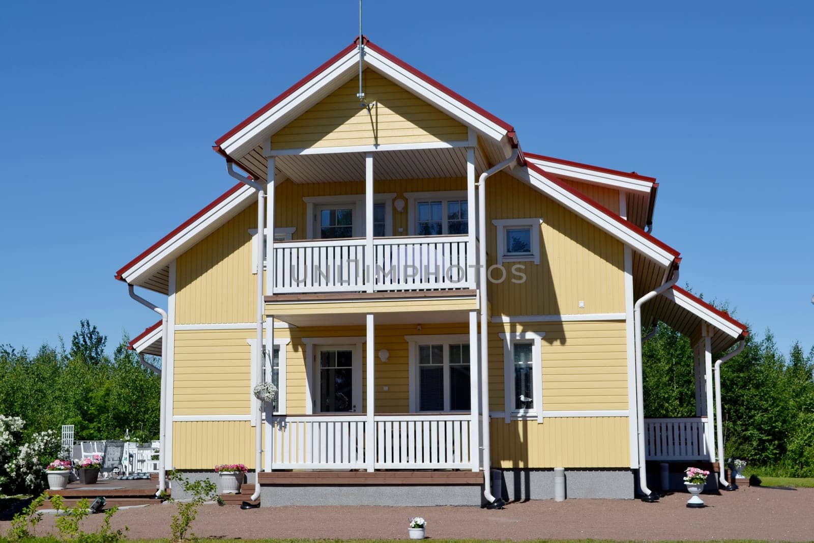 Traditional private wood house in Finland, taken on June 2012.