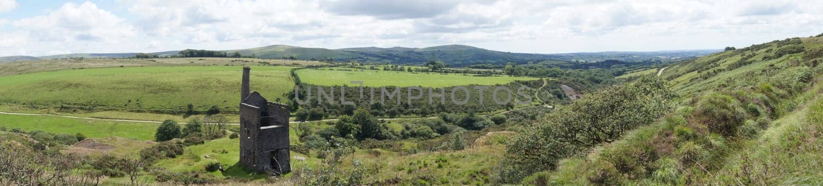 Panoramic view of Dartmoor landscape