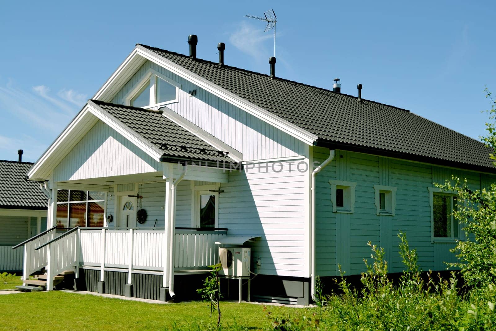 Traditional private wood house in Finland, taken on June 2012.