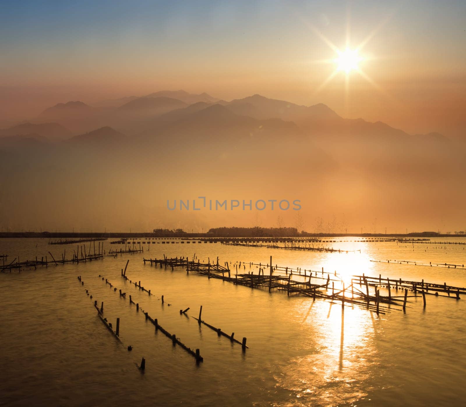 beautiful sunset with nice mountain