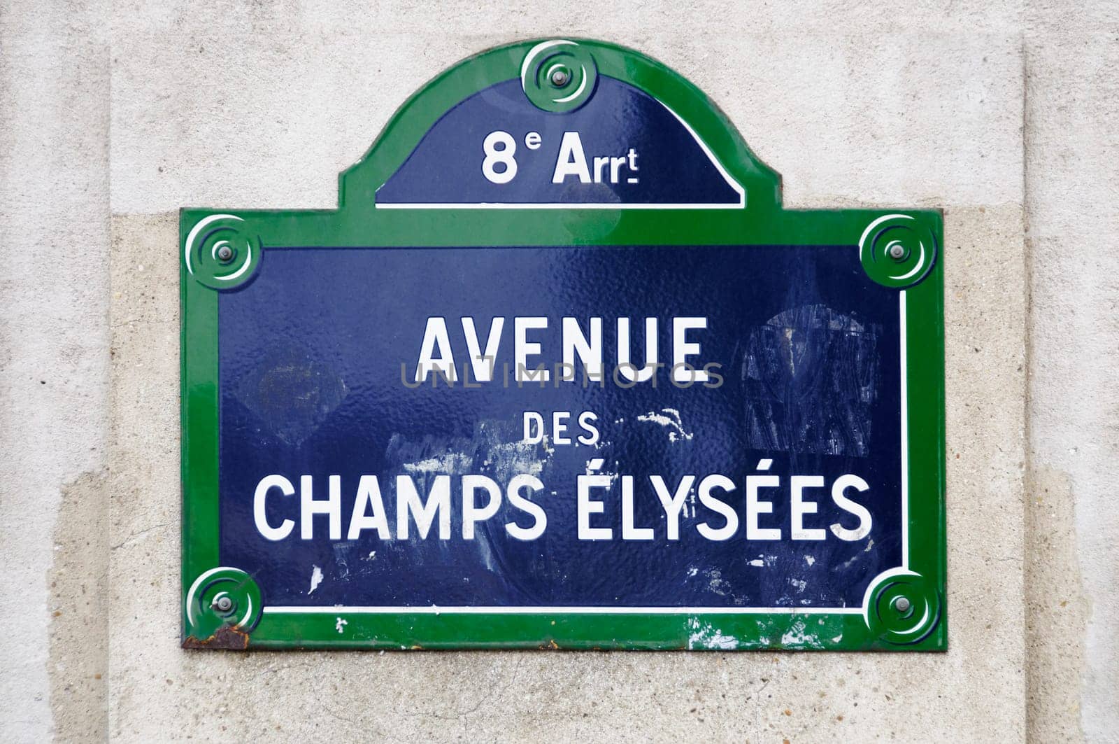 Avenue des Champs Elysees street sign in Paris, France