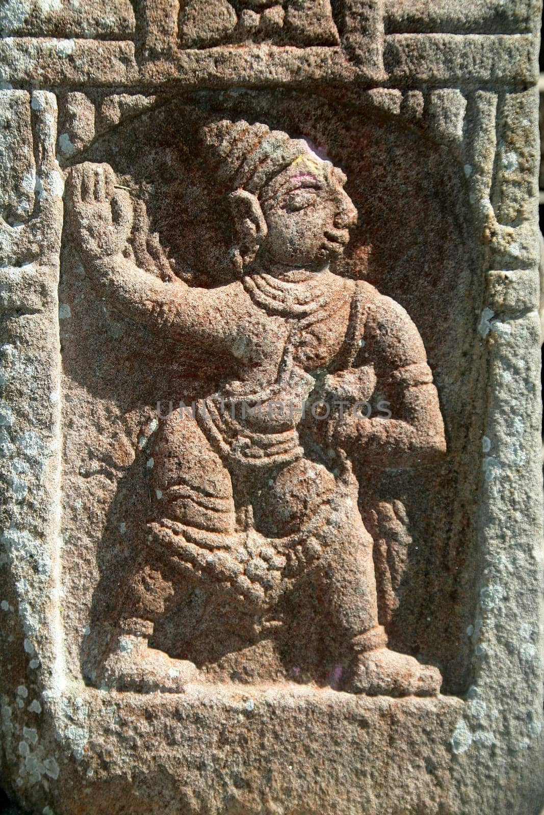 Bas relief work on stone wall at Melkote, Mandya District, Karnataka, India, Asia
