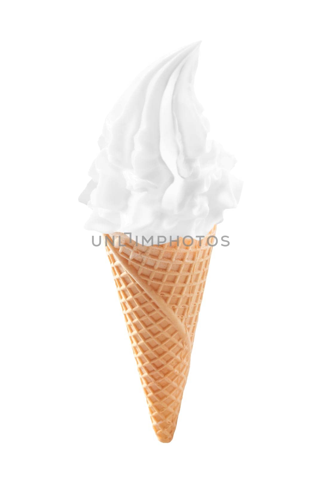 White Vanilla Soft Ice Cream in a cone