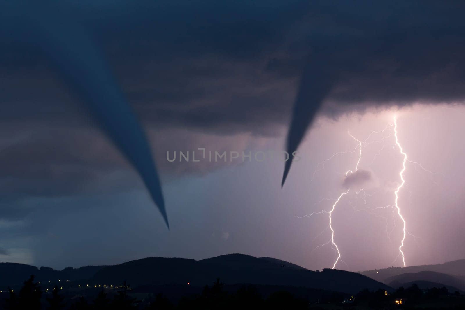 Tornado and lightning
