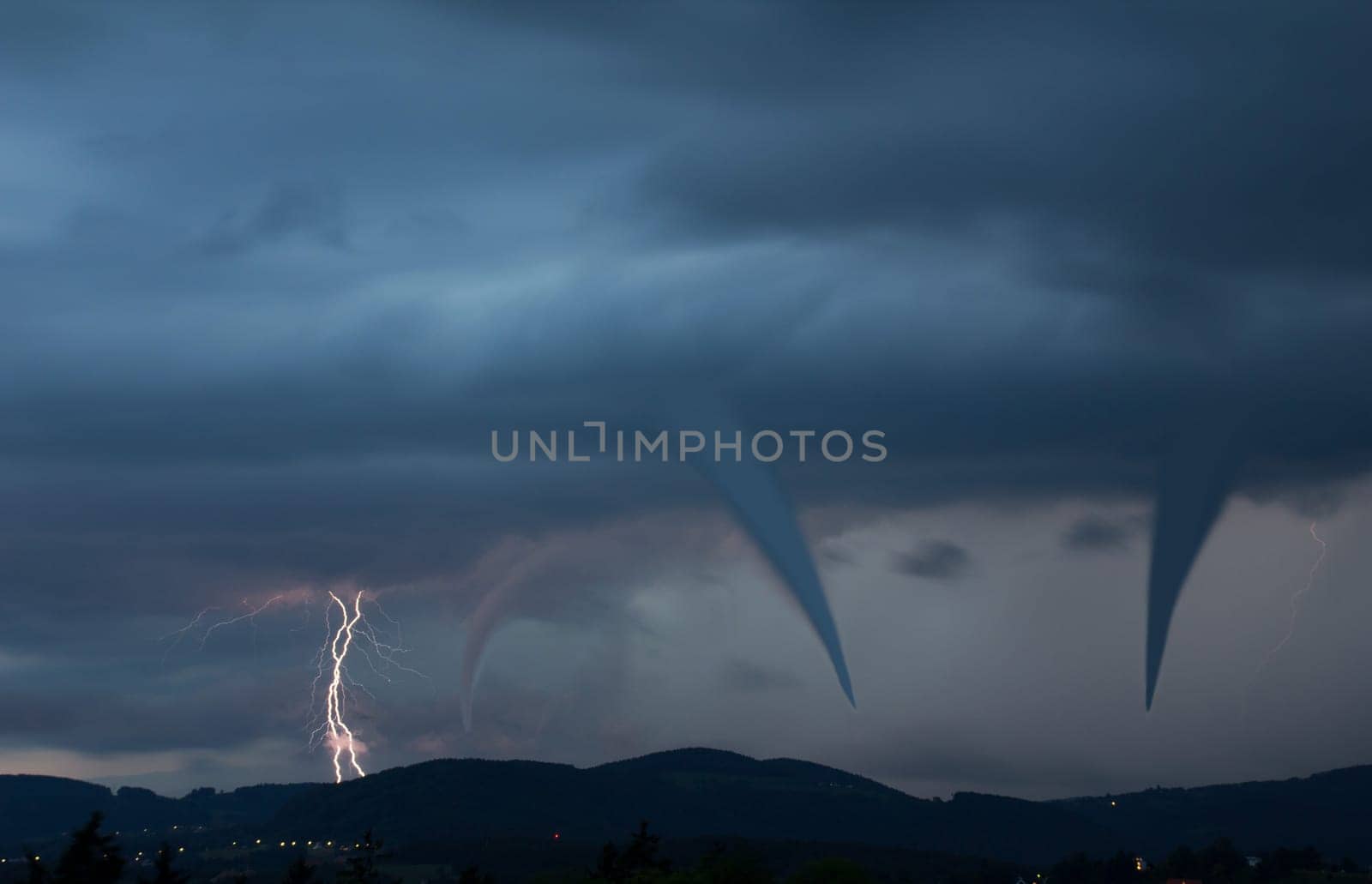 Tornado and lightning